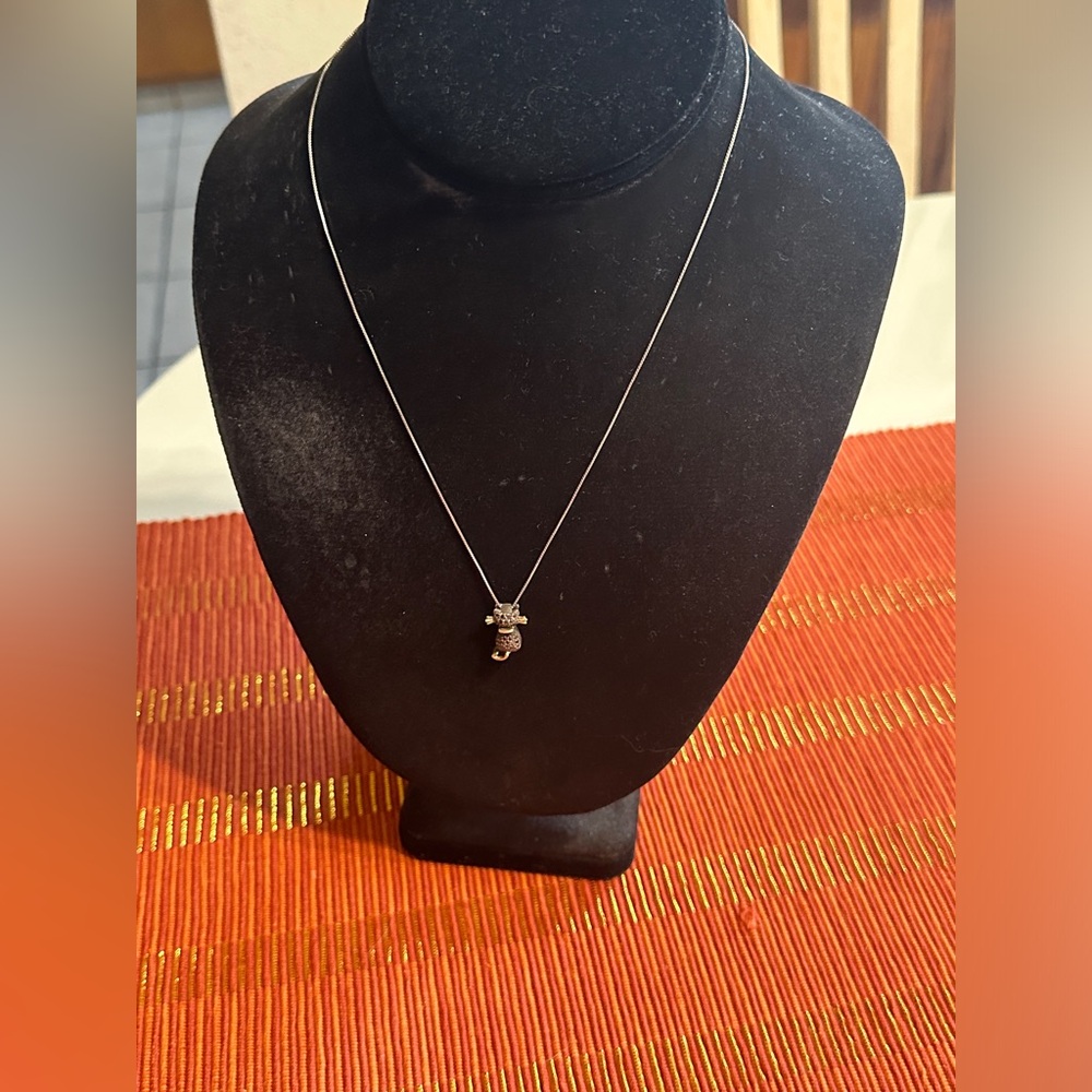 Black Cat Pendant with Sterling Silver Chain